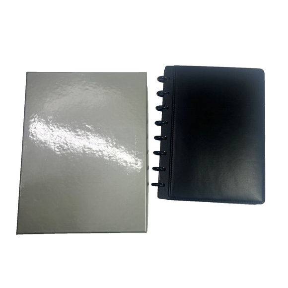 Levenger Circa Foldover Notebook Size Junior Smooth Black Leather New Prudential - Picture 1 of 16